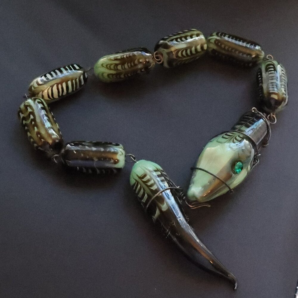 Designer Christopher Crouch for MOANS Couture Blown glass SNAKE NECKLACE